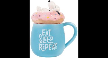 Snoopy Eat Sleep Repeat 3D Mok – 500 ml – Met Deksel – Magnetronbestendig - Exclusieve Collectie