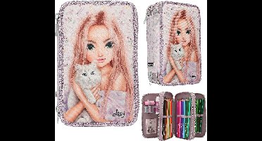 Depesche - TOPModel 3-vaks etui - BLOOMING KITTY