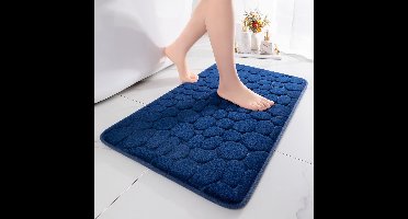badmat - 60 x 90 cm - Traagschuim - super absorberende - ultrazachte - machinewasbaar - Laagpolig - rubberachtig materiaal - Antislip - Glad geweven - Kleur : Donker Blauw