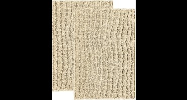 Badmat - (2 Stk) - 50 x 80 cm - Polyester- Glad geweven - Anti-Slip - Super absorberend - machinewasbaar - Kleur : Beige