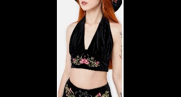 Restyle - Woodland Bloom Crop top - 2XL - Zwart