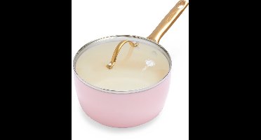 GreenPan Padova Roze Keramische Inductie Steelpan met deksel 18cm - PFAS-vrij - Inductie steelpan - Ovenbestendig tot 200°C - Vaatwasserbesndig - RVS handgrepen - Met deksels – Roze