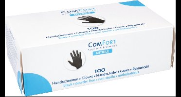 ComFort Nitril handschoenen - ongepoederd - Maat S - Zwart- doosje met 100 stuks