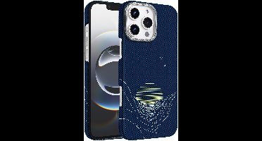 Hoesje Geschikt voor iPhone 16 Pro Hoesje Blauw Sunset - Carbon Hoesje Geschikt voor MagSafe iPhone 16 Pro - Shockproof Back Cover