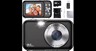 Siltcon® Digitale Camera - Full HD - 64 MP - Fotocamera - Mini Camera - Fototoestel - Vlog Camera voor Kinderen - Compact Camera - Foto & Video - 16x Zoom - Incl. 64GB SD
