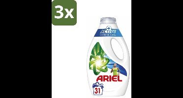 Ariel Original - Actieve Geurbestrijding - Vloeibaar Wasmiddel - Witte en Gekleurde Was - 31 Wasbeurten - Bulkverpakking - 3 stuks