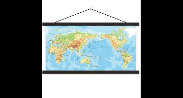 Schoolplaat - Textielposter - Wereldkaart - Atlas - Kleuren - 60x30 cm - Textiel poster
