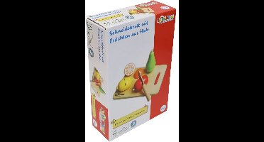Vedes speelgoed snijplank met fruit en mes voor kinderen.