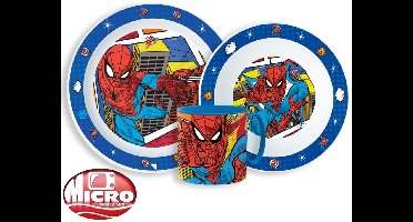 Spiderman Web Kinderserviesset – 3-delig – Bord, Kom en Beker – BPA-vrij – Voor Peuters en Kleuters