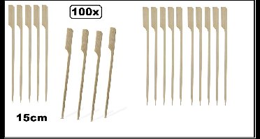 100x Bamboe pin prikker / bbq prikker 15cm - Prikkers BBQ festival thema feest food cocktail