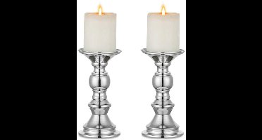 2 stuks - Kandelaars - Metalen kandelaars - Geschikt voor bruiloften en woondecoratie - Minimalistisch - Smeedijzeren kandelaars - Romantische tafellampen - zilver