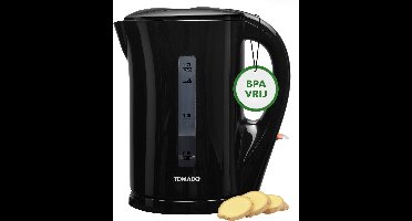 Tomado TWK1700B - Waterkoker - 1,7 liter - Kunststof - Lichtgewicht - Waterniveau indicator - Zwart