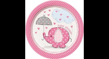 Borden umbrellaphants pink 18cm 8 stuks