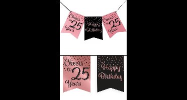 Vlaggenlijn vaandel roze/zwart 25 jaar