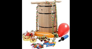 Grabbelton - Carnavals Ton - Met Feest Artikelen - Beuken - Groot - H: 54 cm - 1 stuk