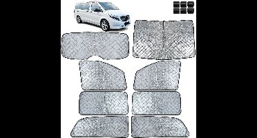 8-delige Premium Zonnescherm Set Voor Mercedes Vito W447 (2014–2023) Thermische Zonnebescherming Voorruit, Achterruit & Zijruiten
