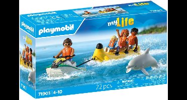 PLAYMOBIL | Vakantie op het Strand | Bananenboot Tour | Speelgoed voor kinderen vanaf 4 jaar | Cadeau voor kinderen | Stimuleert creativiteit & avontuurlijkheid | Waterpret met Figuren & Jet Ski | 71905