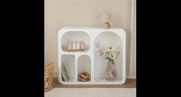 Witte Modulaire Vakkenkast met 4 Vakken – MDF Kubuskast – 82 × 24 × 69 cm