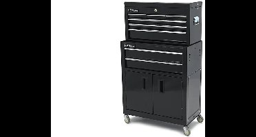 HBM Compacte Gereedschapswagen Inclusief Opzetkast (Zwart)