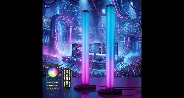 MUPOO Sfeervolle Tafellamp LED RGB - Smart Light Bar 43.5cm met 360° Lichteffect-16 Miljoen Kleuren-sfeerlamp met App & afstandsbediening- Music Sync &Timer Functie -Sfeerverlichting Gaming