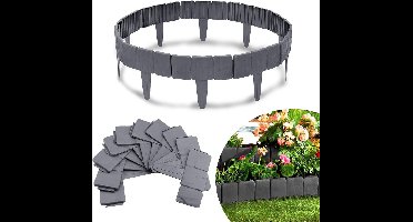 VA-Cerulean Gazonrand, kunststof, flexibele steenlook, bloembedomranding 10 m, PP gazonrand maaierrand, palissade voor bloemen, decoratief tuinhek, lengte 25 x H 23 cm, 40 stuks, antraciet