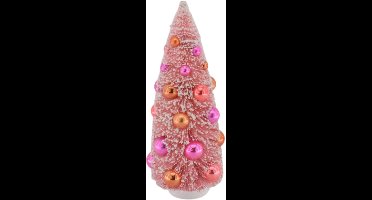 Housevitamin Roze Mini Kerstboom 12×31 cm – Met Gekleurde Kerstballen – Trendy Xmas Decoratie