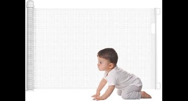 UISEBRT Deurbeschermingshek, roll, trapbeschermingsrooster, uittrekbaar, 0-150 cm, afsluitrooster, hond, deurrooster voor baby's en huisdieren, wit