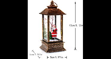 1 x Lantaarn - Kerstversiering - Minilantaarn - LED-olielampversiering - Kerstmanontwerp - Sfeervolle verlichting - Geschikt voor Kerstmis en alledaagse warme verlichting - Decoratieve lamp voor binnen - Antiek bronzen afwerking