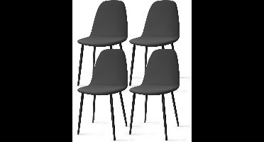 Stoelhoezen - 4 Stuks - 46D x 45B x 43H cm - Stretch - Wasbare - Afneembare - met Rugleuning - polyester - Elastisch - decoratieve kunsten Stijl - Kleur : Donkergrijs