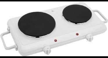 RVV® Elektrische Kookplaat 2 Pits - Elektrische Fornuis - Elektrische Kookplaat Vrijstaand - 2 Kookzones - Kinderslot - Wit - 50cm x 33cm x 10cm