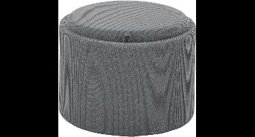 Opbergpoef – Opberghocker – Zitzak – Voetenbank – Poef – Rond – Grijs – Corduroy Stof – Comfortabele Zitplek – Handig Opbergvak