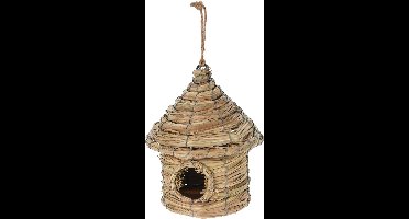 Vogelhuis Naturel – D18 x H22 cm – Handgevlochten Nestkast van Riet – Tuindecoratie voor Vogels