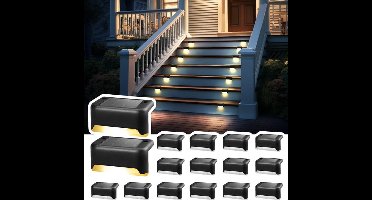 Ynkkvre - terraslampen set - 16 stuks - zonne-energie LED lampen - waterdicht - voor hek, trap, balustrade, muur, binnenplaats, patio en tuin