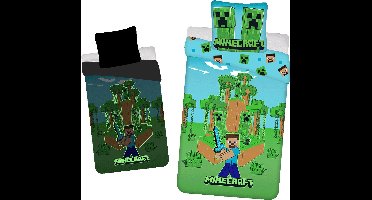 Minecraft Jungle fight Dekbedovertrek Glow in the dark - 140 x 200 cm - Katoen (70 x 90 cm)