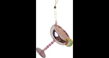 Housevitamin Kersthanger Cocktail Lime – Glas – Roze – 7×8,5×10 cm – Glamour Kerstornament – Feestelijke Kerstversiering