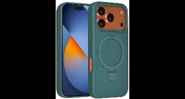 TUNIQ Backcover iPhone 17 Pro - DonkerGroen - MagSafe met Ring Stand - Verhoogde Camerabescherming