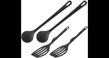Westmark Set van 4 keukenhulpjes, 2 bakspatels en 2 roerlepels, hoogwaardig kunststof, Gentle en Flonal, zwart, 203522E6