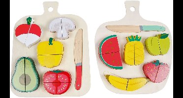 Houten speelgoed snijset fruit FSC 12-delig groen educatief.