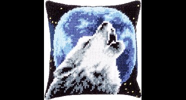 Vervaco - Kruissteekkussen kit - Huilende wolf - PN-0171818 - Borduren - Borduurpakket - Borduurpakket volwassenen - Borduurpakket kind