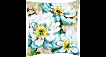 Vervaco - Kruissteekkussen kit - Japanse anemonen II - PN-0148718 - Borduren - Borduurpakket - Borduurpakket volwassenen - Borduurpakket kind