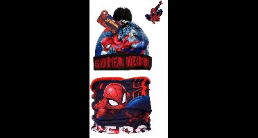 Marvel Spiderman Set - Muts + Colsjaal - Zwart - Maat 54 cm (4-8 jaar)