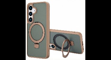 Accezz Hoesje - Geschikt voor Samsung Galaxy S25 Plus - Ring Stand Backcover met Magnetische Ring - Bruin