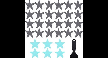 KARZO - 30 Stuks Antislip Douchematten - Inclusief 1 Schraper - Grijze Sterren en Blauwe Sterren