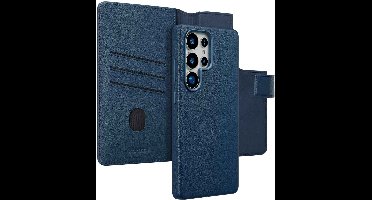 Accezz Hoesje - Geschikt voor Samsung Galaxy S25 Ultra - Leather Bookcase 2-in-1 met Magnetische Ring - Nightfall Blue