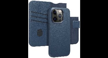Accezz Hoesje - Geschikt voor Apple iPhone 15 Pro - Leather Bookcase 2-in-1 geschikt voor MagSafe - Nightfall Blue