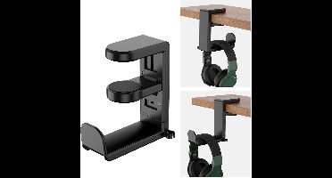 Unyqoos® Verstelbare hoofdtelefoonhouder met 360 graden draaibare haak voor bureau