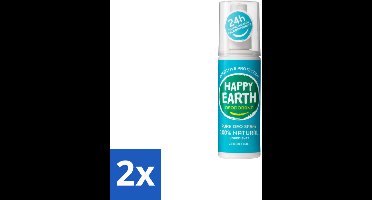 2 x Happy Earth – Deodorant Spray – 100% Natuurlijk Cedar Lime – 100 ml - Deodorant Spray - Fris Geur - Cederhout En Limoen - Natuurlijke Deodorant - Huidvriendelijk