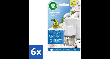 6 x Air Wick – Elektrische Luchtverfrisser - Starter Kit – Katoen & Orchidee – 19 ml - Luchtverfrisser - Elektrische Luchtverfrisser - Geurverspreider - Geur In Huis - Frisse Geur