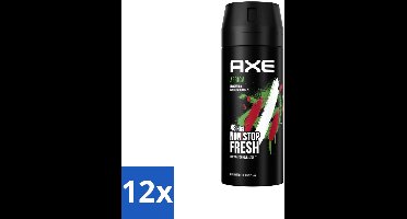 12 x Axe – Deodorant – Africa – 150 ml - Afrikaanse Geur - Frisheid - Lichaamsgeur - Zinktechnologie - Bodyspray