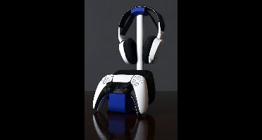 3-in-1 Headset Standaard inclusief Dubbele Controller Houder - Universeel - Gaming stand - Blauw/Wit